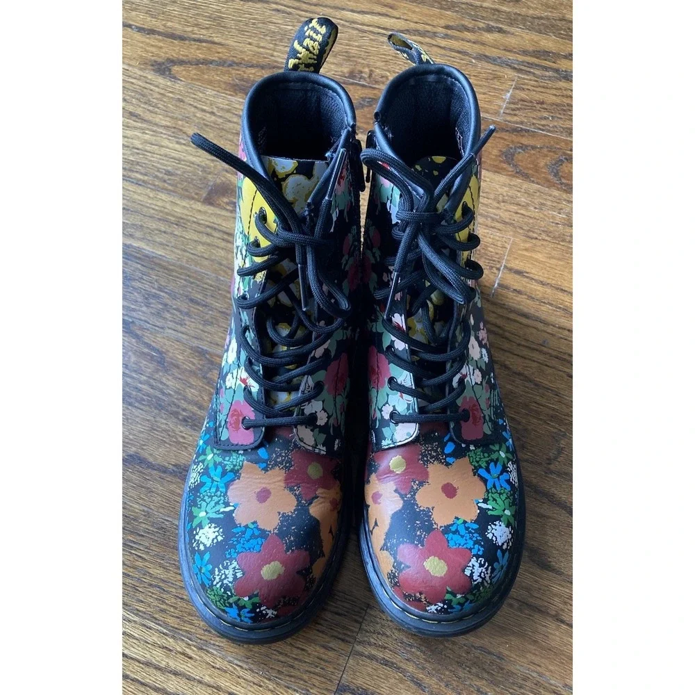 DR. MARTENS 1460 Y Junior Floral Mash Up Boots Size US 7 Youth Combat Classic
